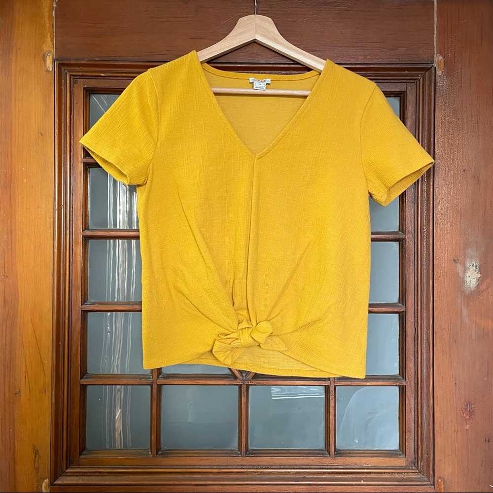 JCREW LEMON YELLOW TIE FRONT TOP